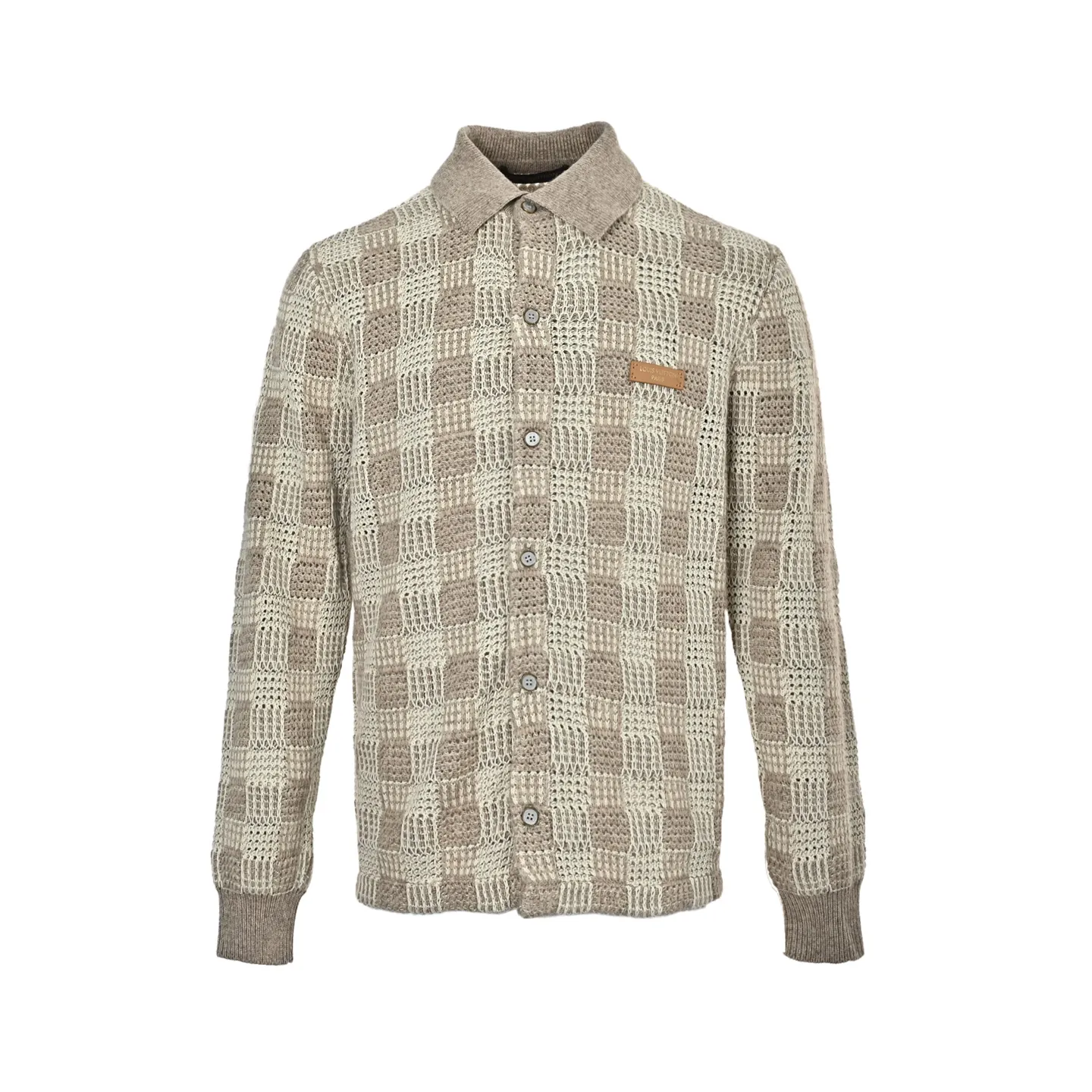 Louis Vuitton/Louis Vuitton tweed plaid jacquard knitted cardigan
